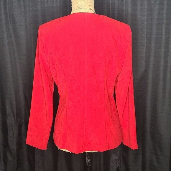 Vintage 80s Red Black Edgy Colorblock Blazer - Picture 4 of 12